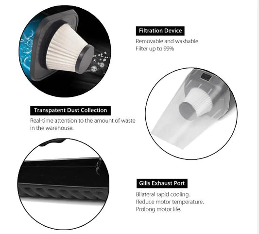 Aspiradora Portátil para Coche de 12V con Agarre Personalizado