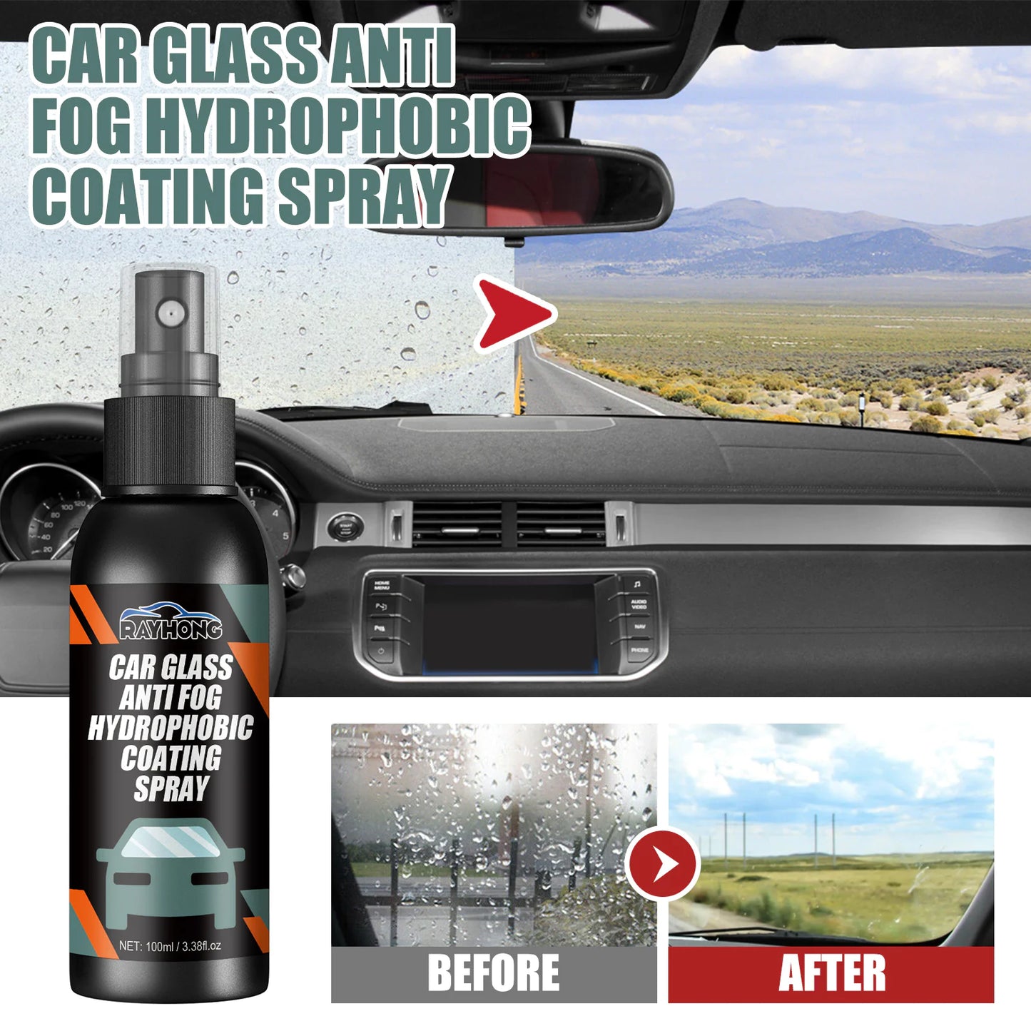 Spray Repelente de Agua para Cristales de Auto