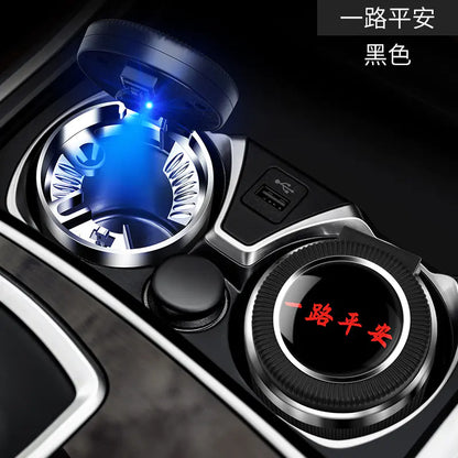 Multifunctional Car Ashtray with LED Light and Metal Core