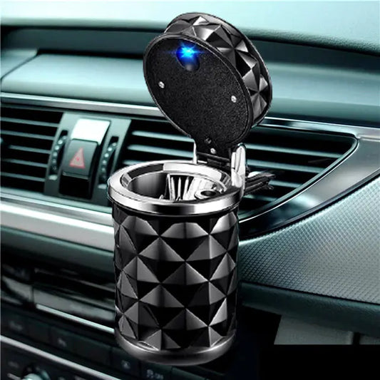 Cenicero para Coche de Corte de Diamante con Luces LED y Resistencia a Alta Temperatura